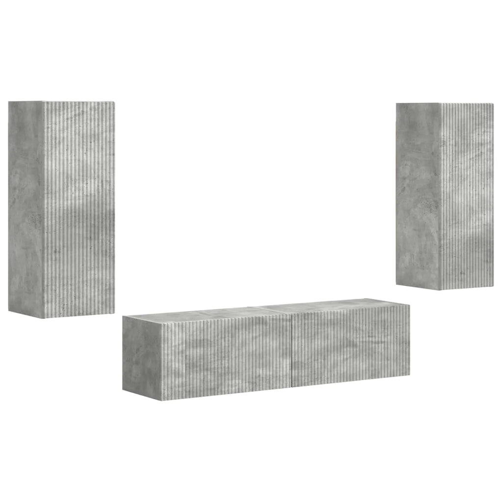 Set mobile TV 2 pz | Armadietto TV | Mobile Porta TV Grigio cemento Legno multistrato