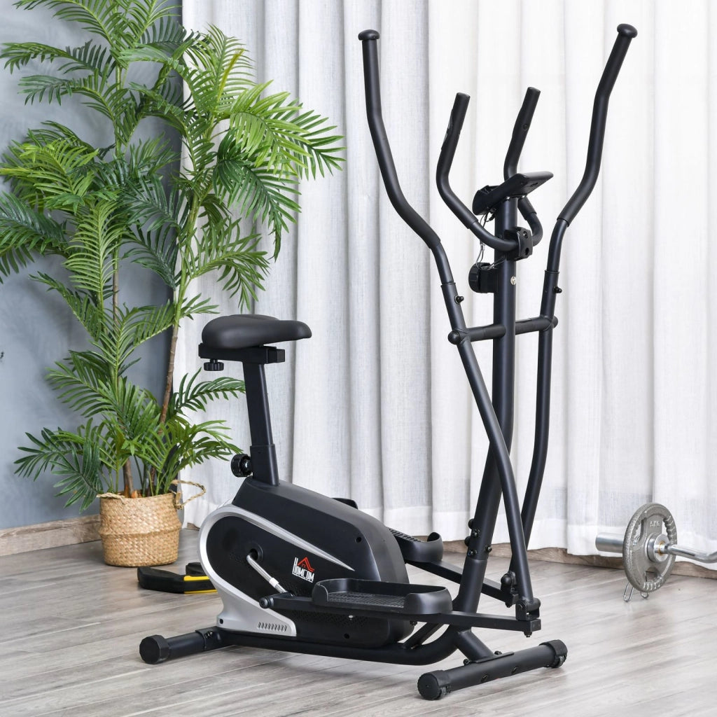 EasyComfort Ellittica da Casa Magnetica con Schermo LCD, 8 Livelli di Resistenza e Sedile Regolabile, 103x62x151cm Nero