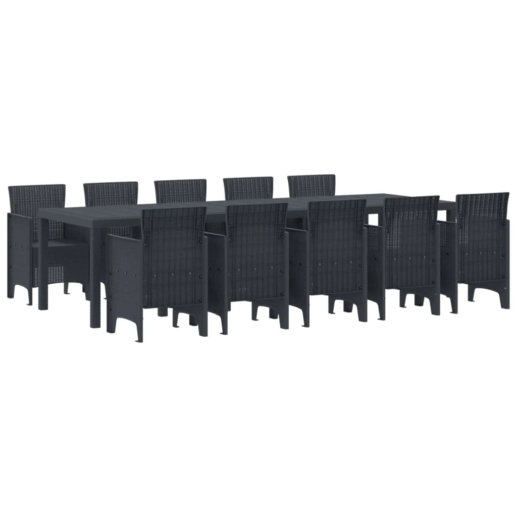 Set da Pranzo per Giardino 11 pcs Antracite Plastica