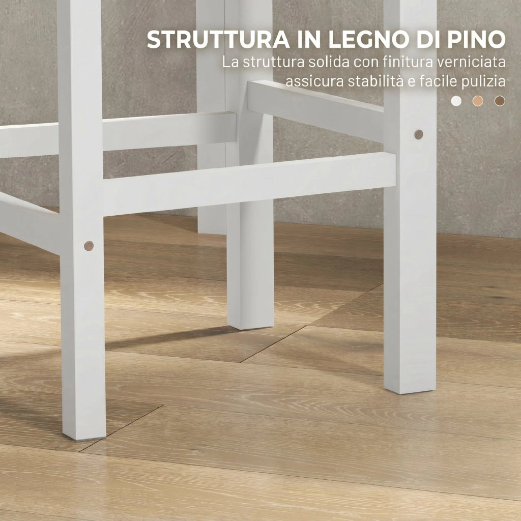 Sgabelli Bar 2 Pezzi con Schienale Alto ¨C zephmum ¨C Legno Pino Naturale e Bianco