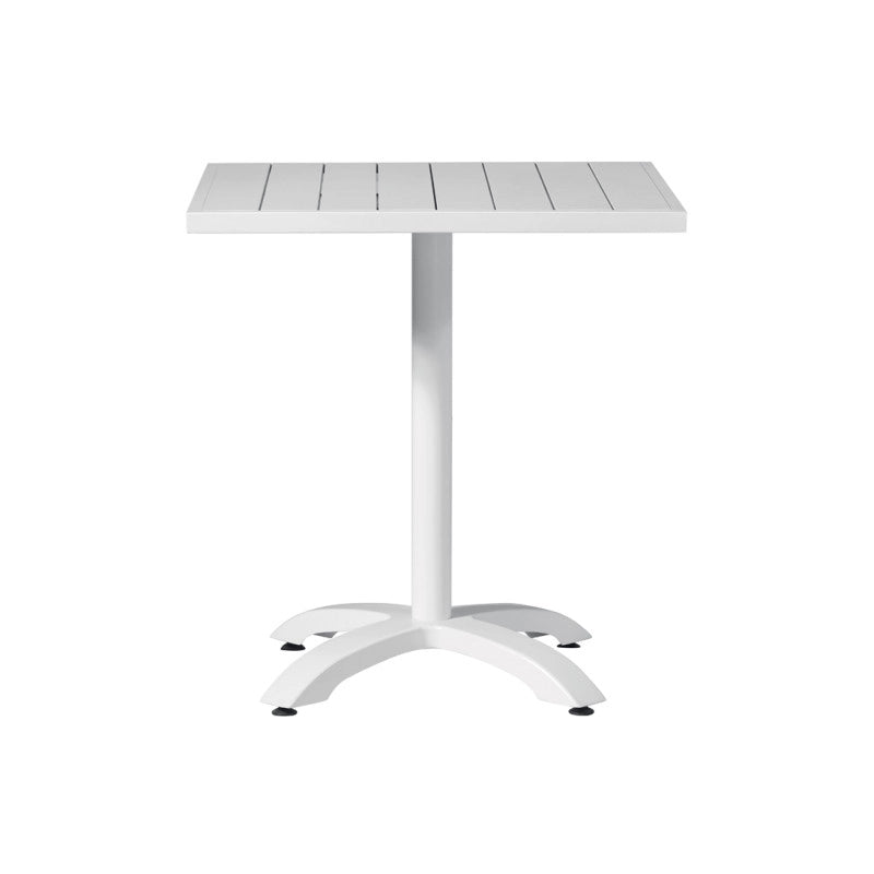 Tavolo Calipso MOIA in alluminio con piano a doghe bianco