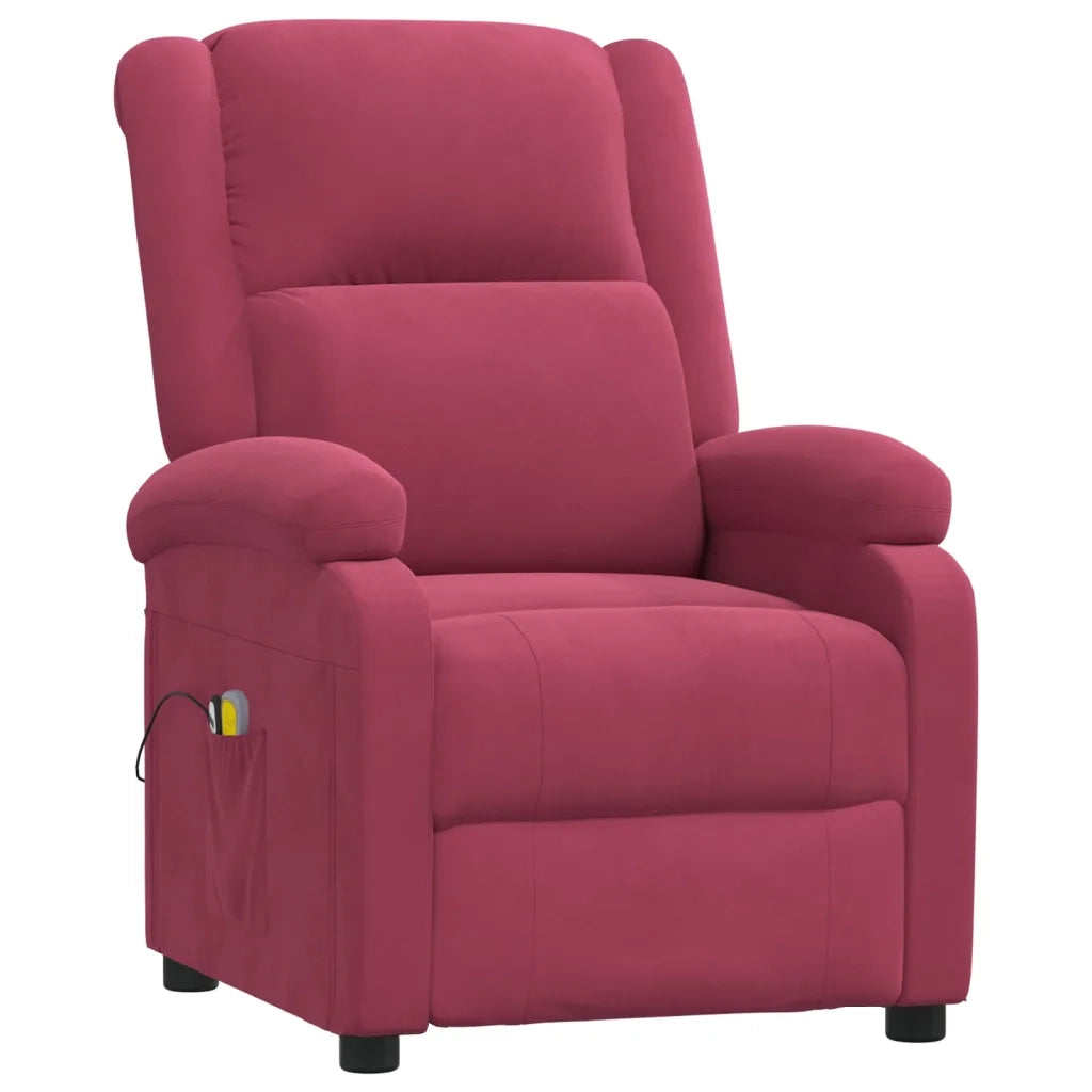 Poltrona Elettrica Massaggiante Reclinante Rosso Vino Velluto cod mxl 31752