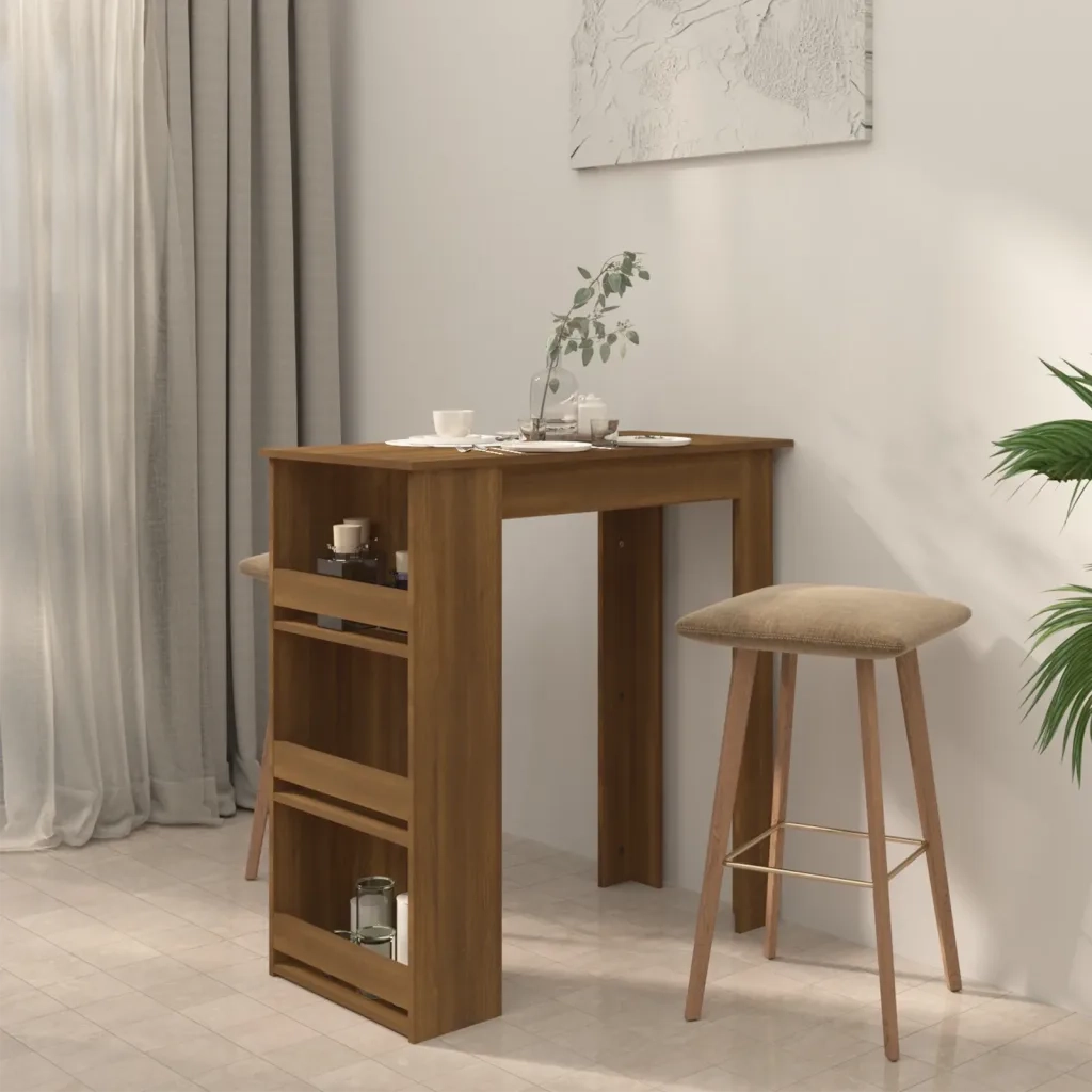 Tavolino da Bar con Ripiani Marrone Rovere 102x50x103,5 cm 812968