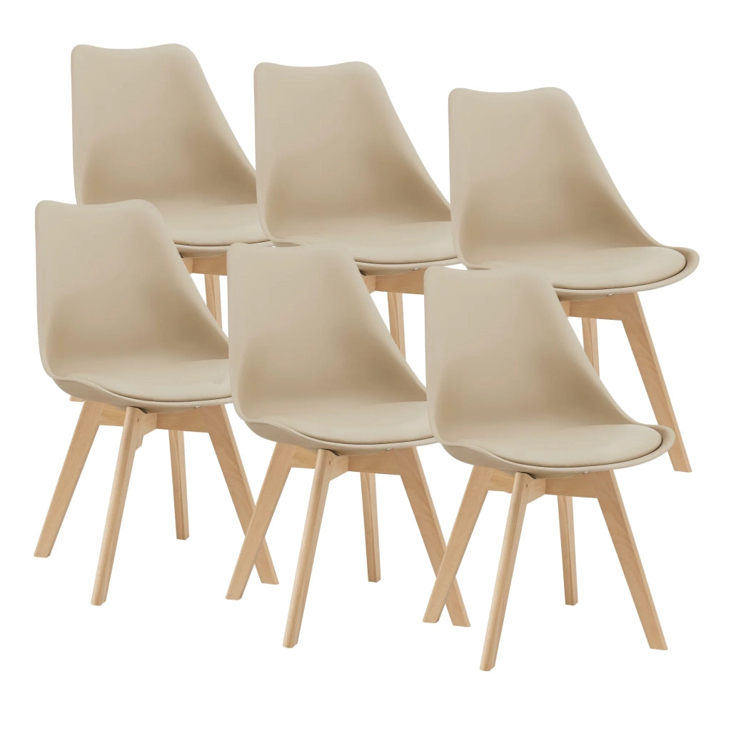 Set di 6 sedie da pranzo in similpelle color faggio beige 03_0006777