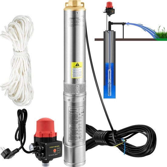 Pompa ad alta pressione da 750W con capacità di 105L/min e raggiungimento di 62m.