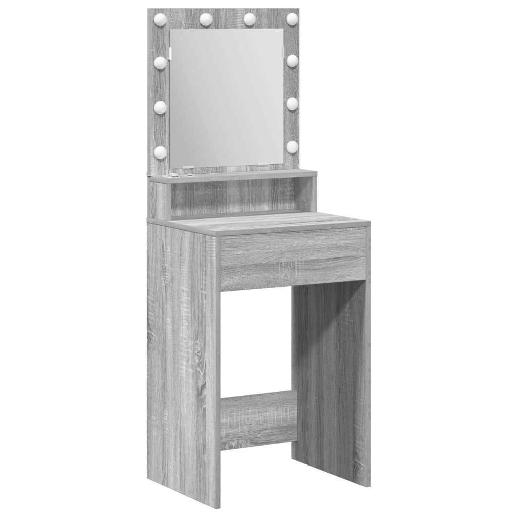 Tavolo da Toeletta con Luci LED in Grigio Sonoma - 50x41x135 cm