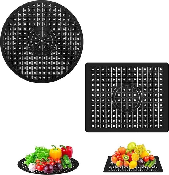 Set di gomma per vasca da bagno in silicone - accessorio per vasca da bagno in ceramica - servizio per verdure e frutta e bicchieri in vetro - nero