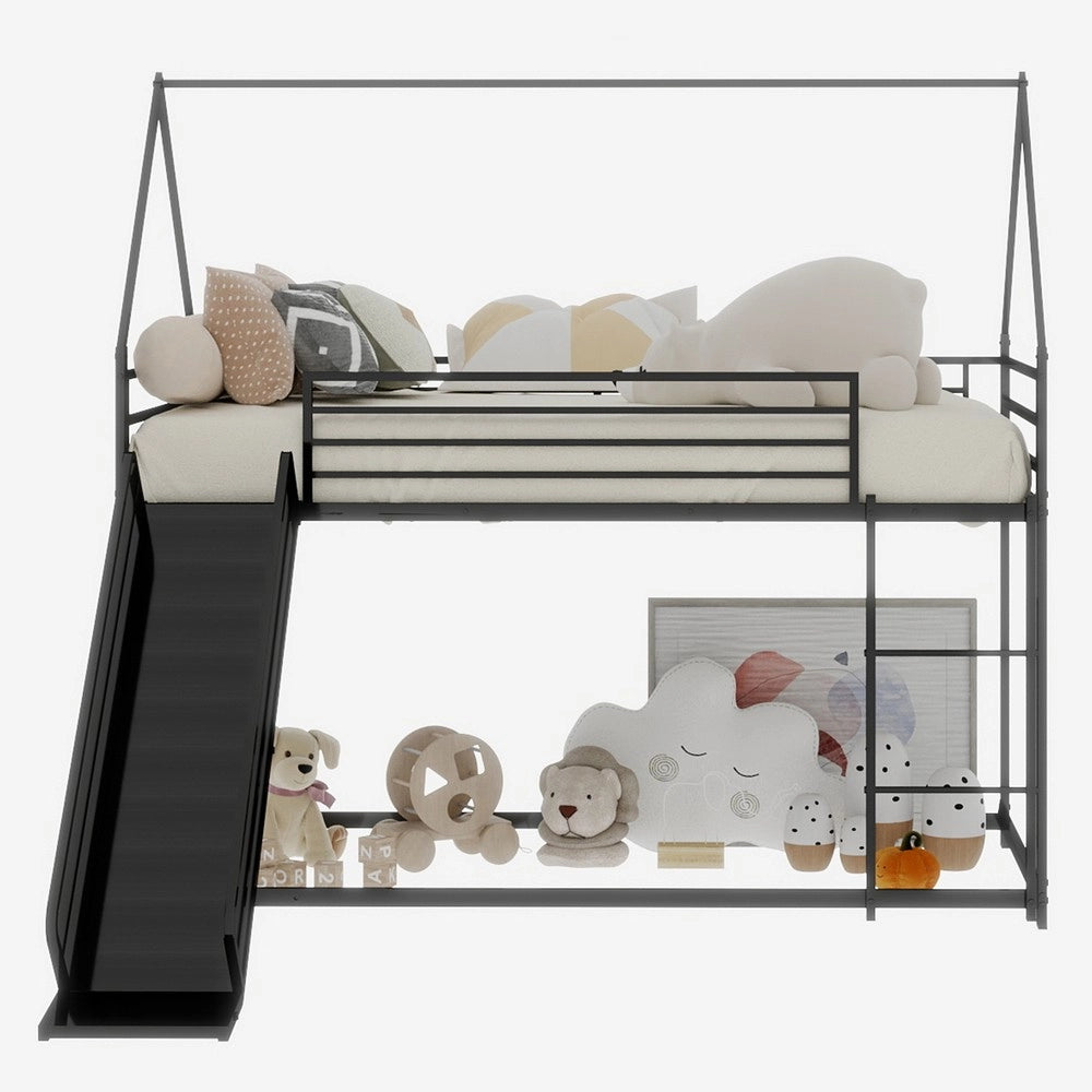 Letto a Castello Twin su Twin con Scivolo ¨C MINIMAL ¨C Struttura in Legno con Scala
