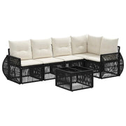 Set Divano da Giardino 6 pcs Nero e Bianco Crema polyrattan