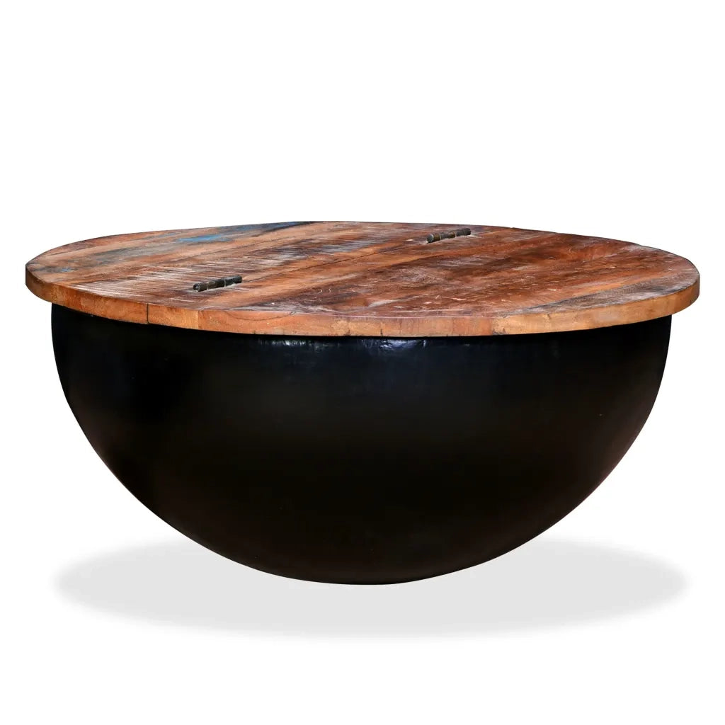 Tavolino da CaffÃ¨ a Forma di Coppa in Massello Anticato Nero cod mxl 11682