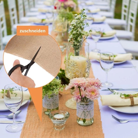 Tavolo da pranzo in juta - 2 rotoli - 20 cm x 10 m - Matrimonio/Tavola di giardino - Tessuto naturale in juta - Stile rustico - Senza odore - Tavolo da pranzo in juta