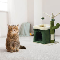 Fudajo Albero tiragraffi a forma di cactus 70cm con sisal di 4 mm Con casetta per gatti e 3 palline
