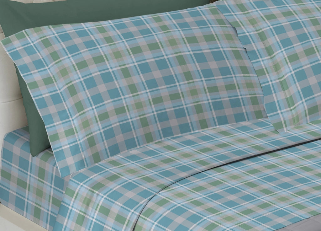 Completo Lenzuola Letto Pensieri Delicati 100% Cotone Disegno Ben - Singolo - Verde