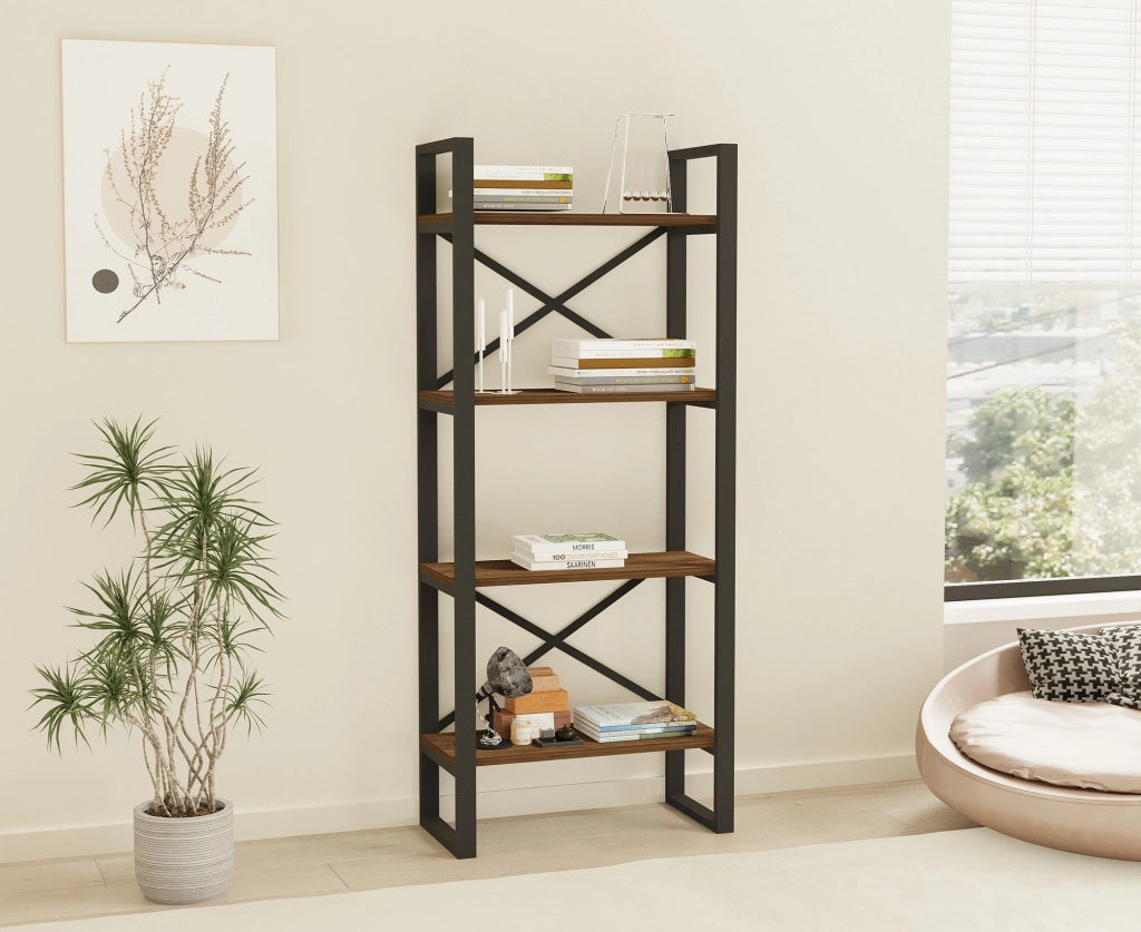 Libreria in legno "Alaro" - 66 x 32 x 150 cm - Noce