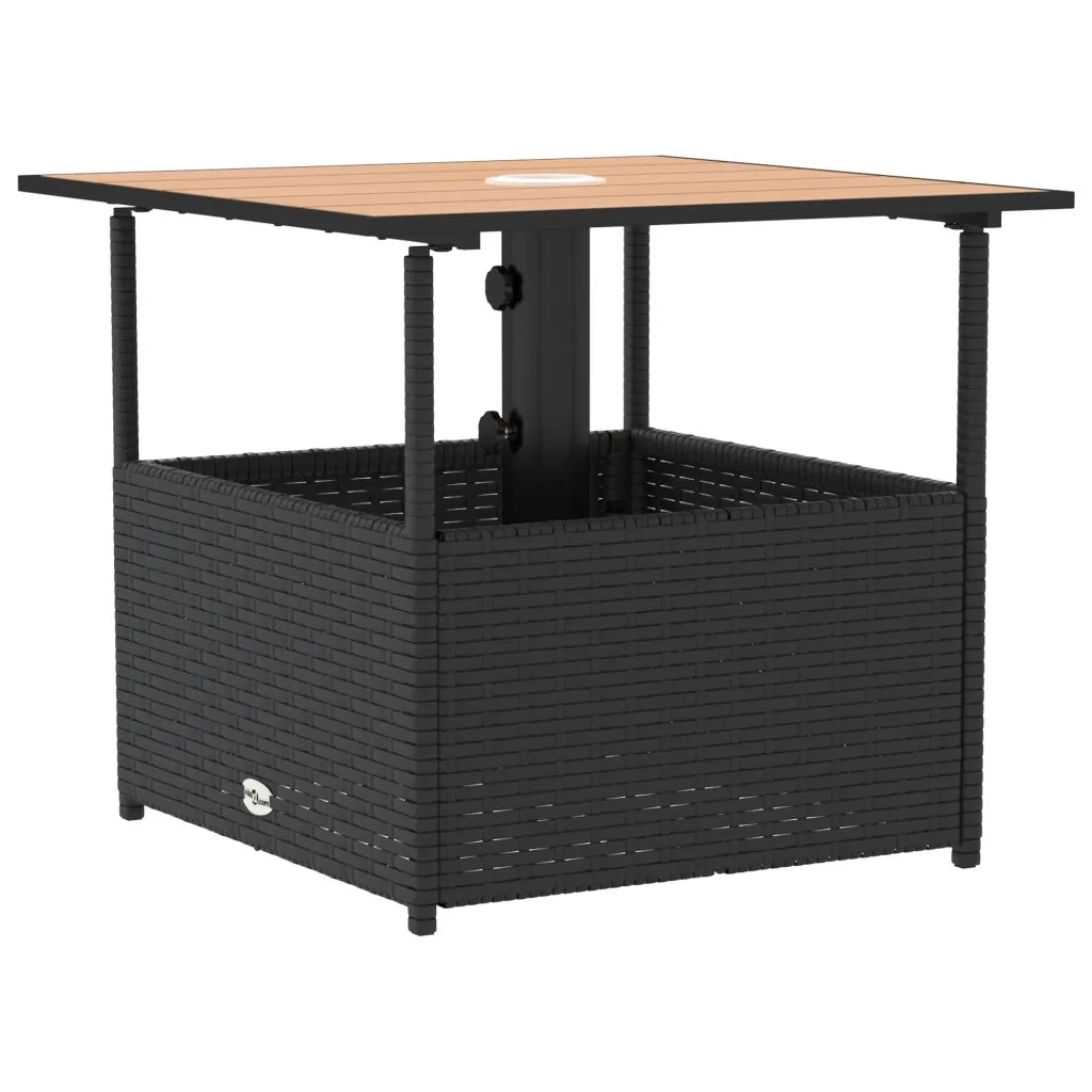 Tavolo Giardino | Tavolino da esterno Foro Ombrellone Nero 55x55x46,5 cm Polyrattan