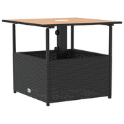 Tavolo Giardino | Tavolino da esterno Foro Ombrellone Nero 55x55x46,5 cm Polyrattan