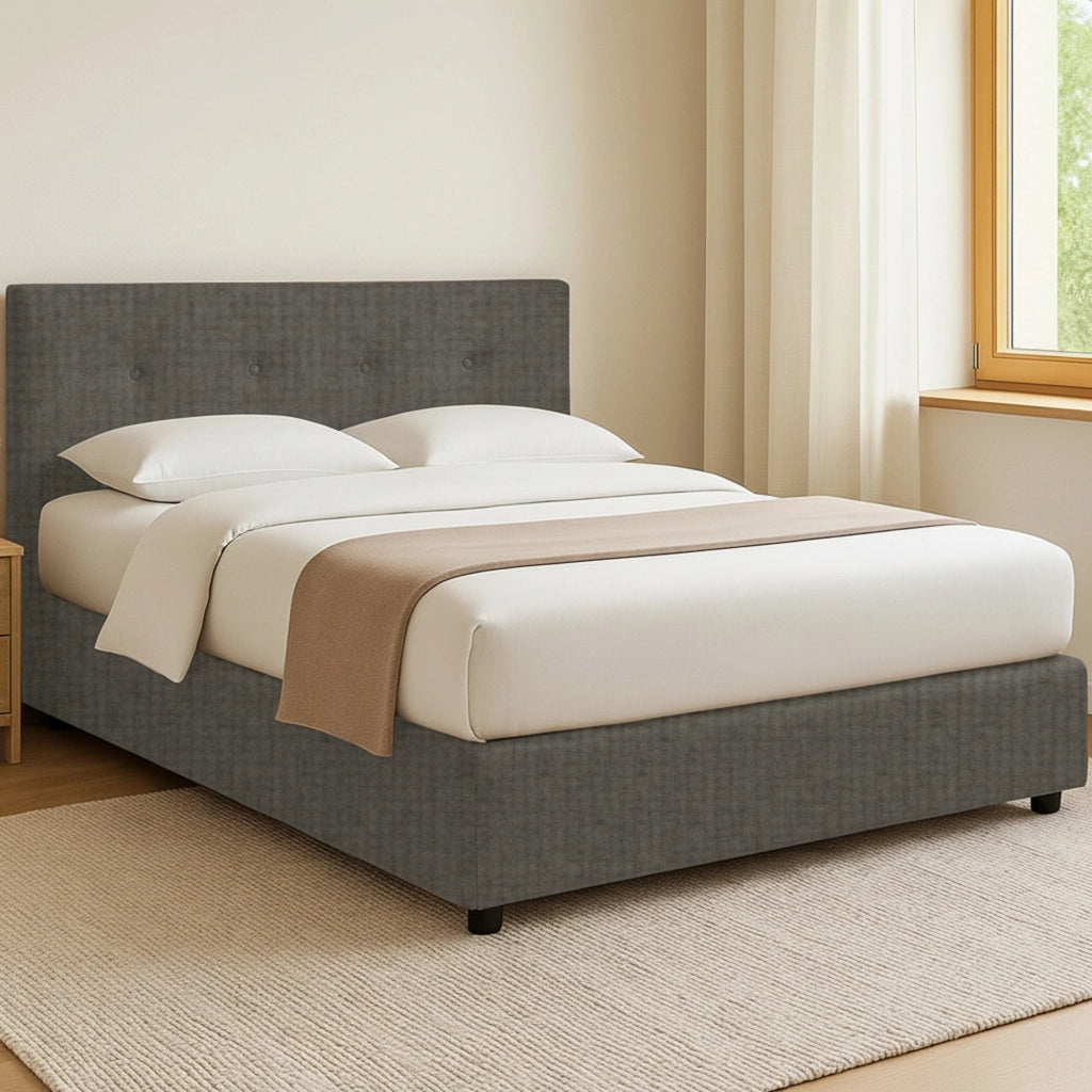 Bolton, Letto Piazza e Mezza Sfoderabile Made in Italy, Grigio Tortora