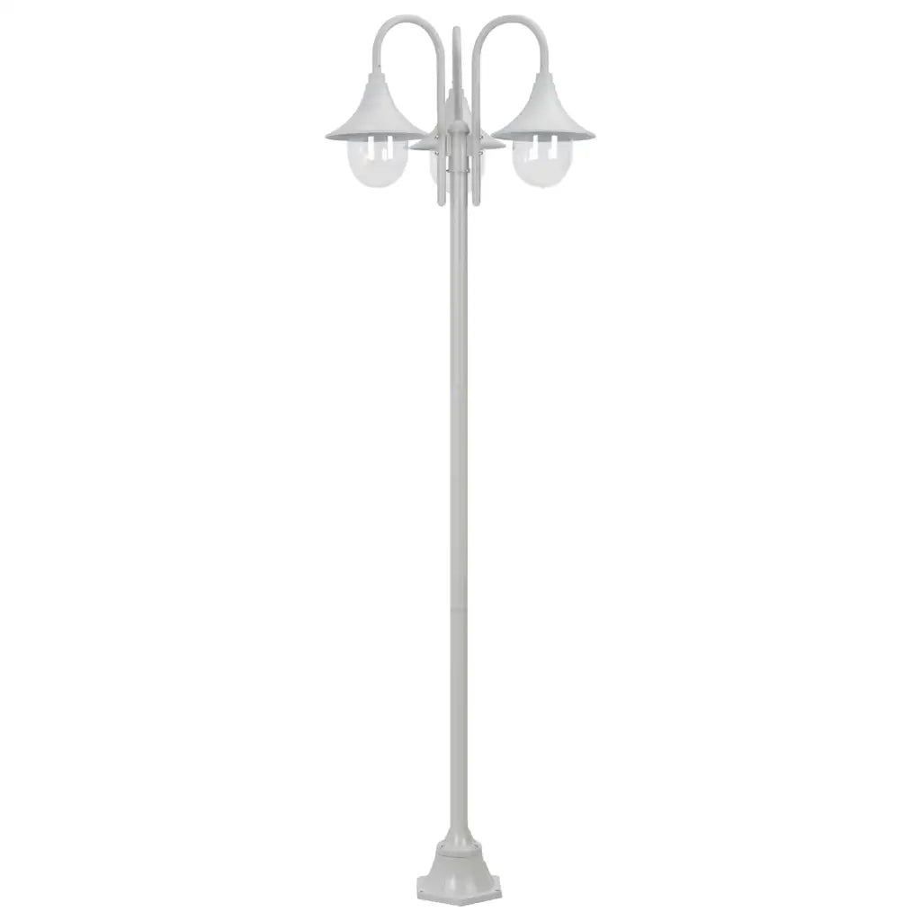 Lampione da Giardino E27 220 cm in Alluminio 3 Lampade Bianco CFW7877317