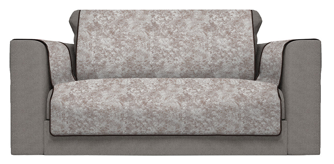 Copridivano con Copri Braccioli Seduta 230 cm in Poliestere e Cotone Marrone