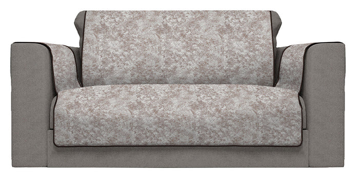 Copridivano con Copri Braccioli Seduta 125 cm in Poliestere e Cotone Marrone