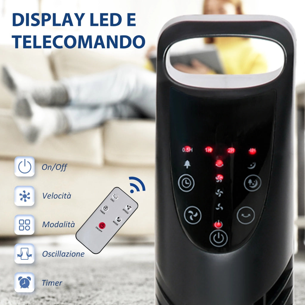 Ventilatore a Colonna Oscillante con Telecomando ¨C zephmum ¨C Nero 40W 18x78.5 cm