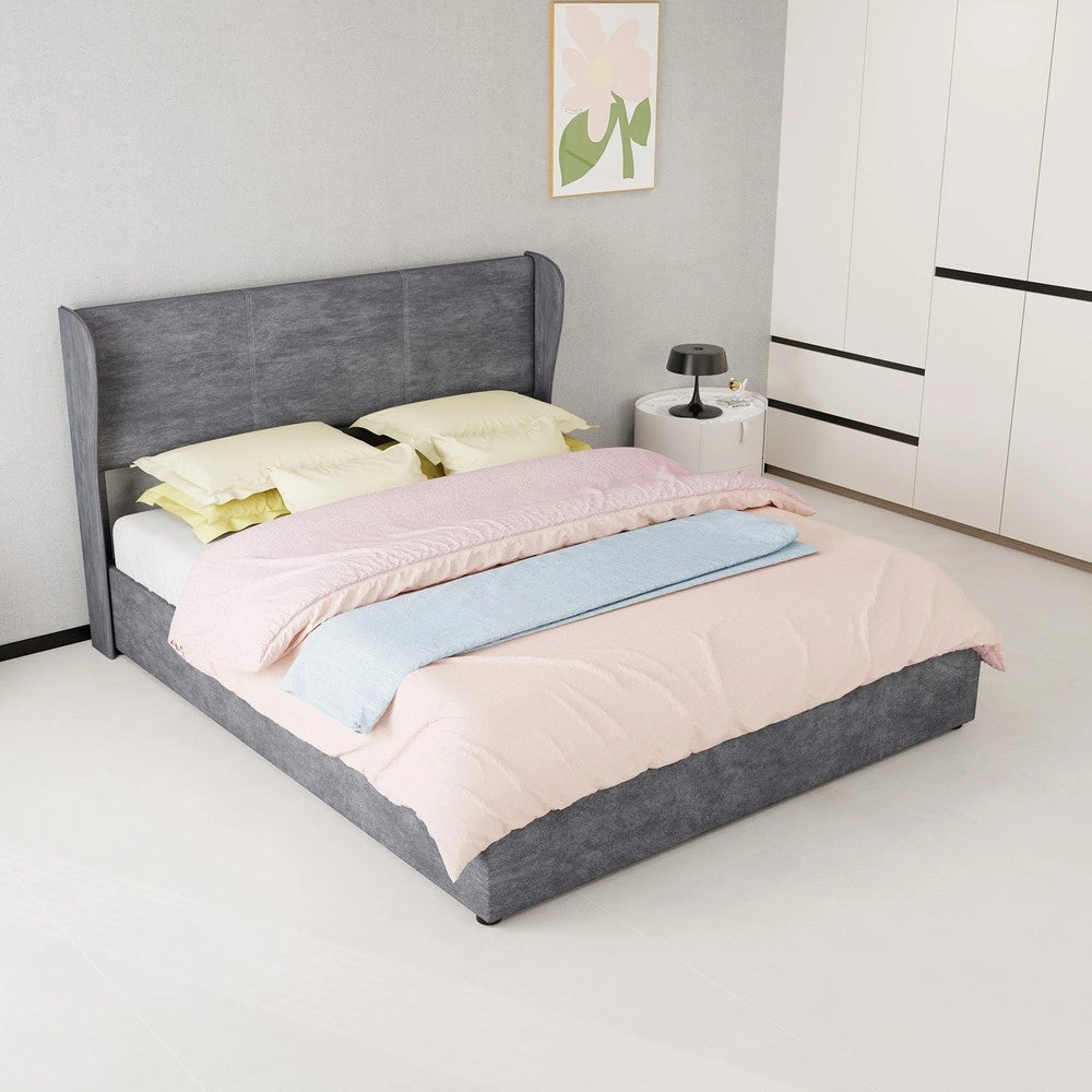 Letto Contenitore Imbottito con Testiera ¨C MINIMAL ¨C Grigio 160x200 cm