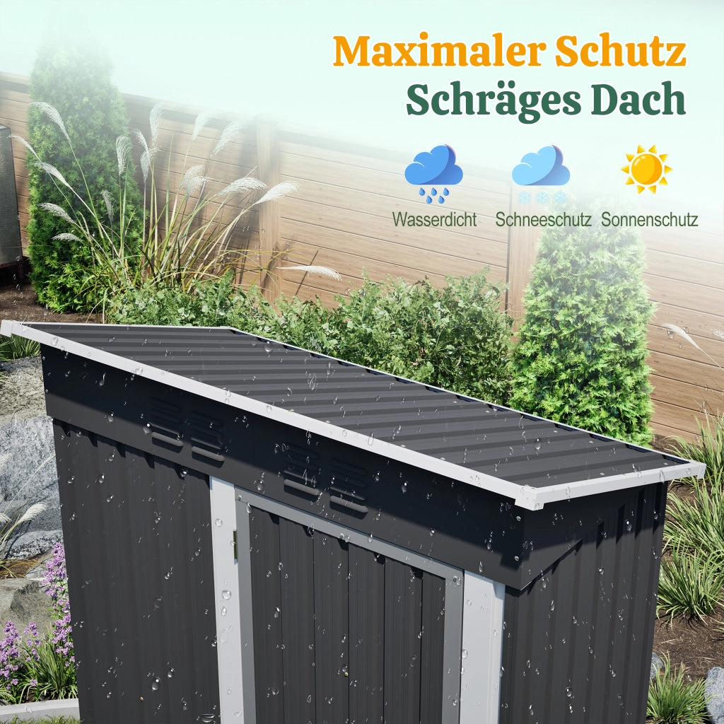 CASETTA Da Giardino 152,2x83,6x182 cm Metallo Nero con Porta Chiudibile