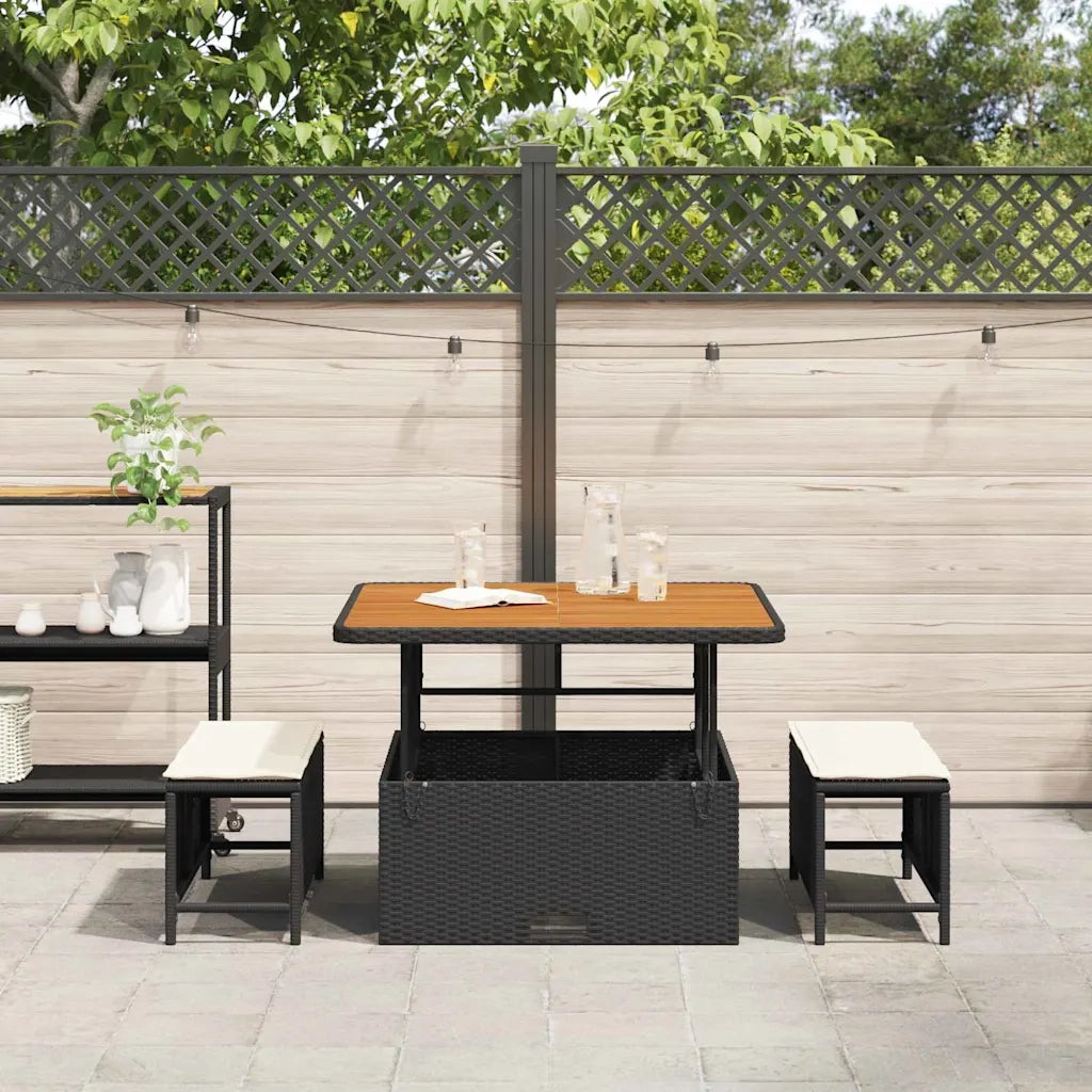 Set da Pranzo per Giardino | Set Salotto da Giardino Nero polyrattan