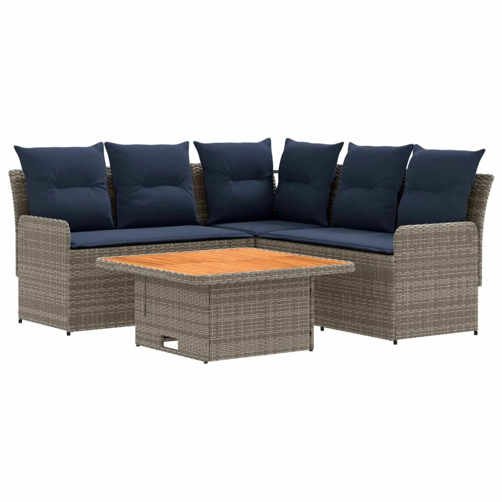 Set di Mobili con cuscino 4 pcs Grigio e Blu Navy Rattan in PE 3422179