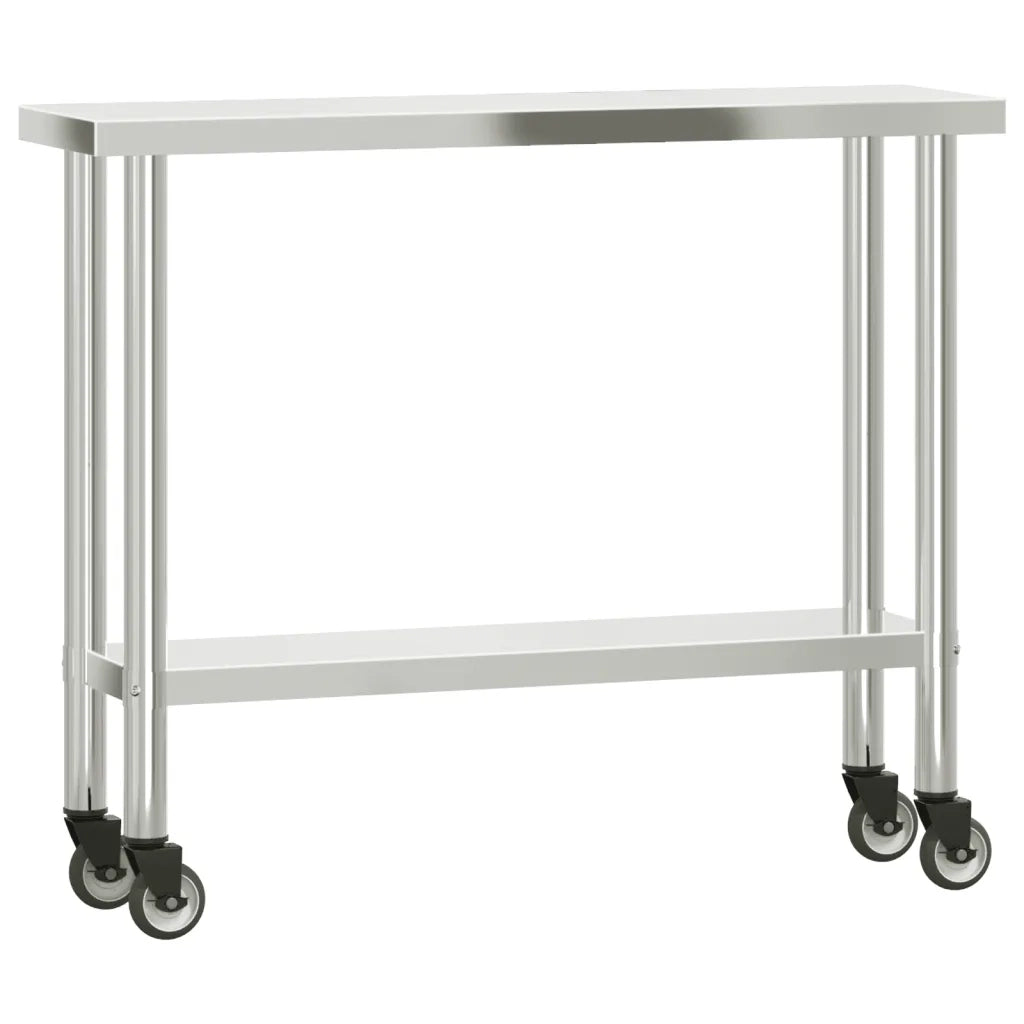 Tavolo Lavoro Cucina con Ripiano 110x30x120 cm Acciaio Inox 3208897