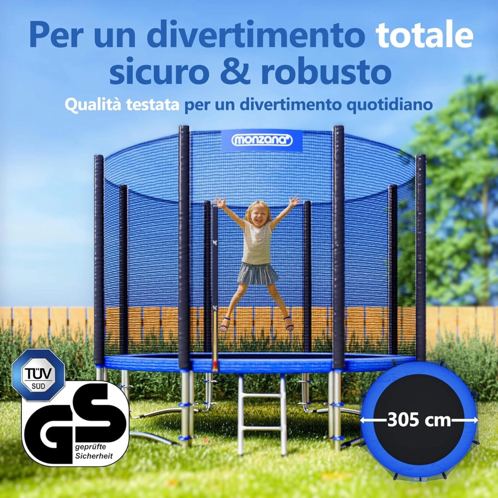 ® Trampolino Ø 183-427cm Set Completo Tappeto Elastico Rete Sicurezza Trampolino Elastico