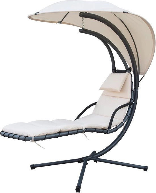 Sedia Esterna con Tettoia Solare - Mobili da Giardino in Beige per Esterno