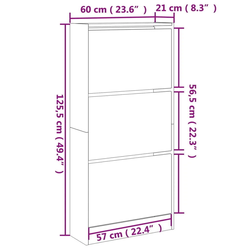 Scarpiera-Scaffale per scarpe Rovere Marrone 60x21x125,5 cm in Legno Multistrato