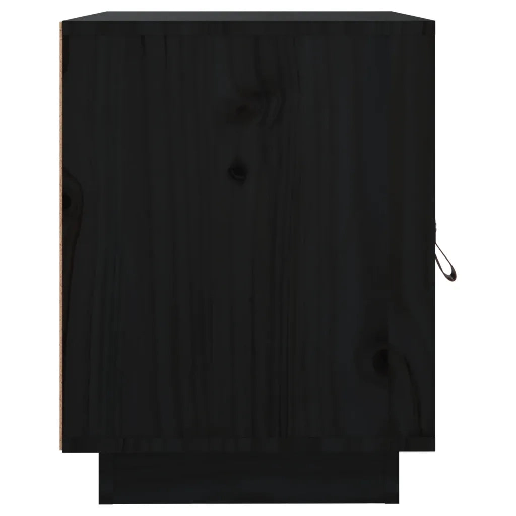 Comodini Nero 2 pz 40x34x45 cm in Legno Massello di Pino cod mxl 29944