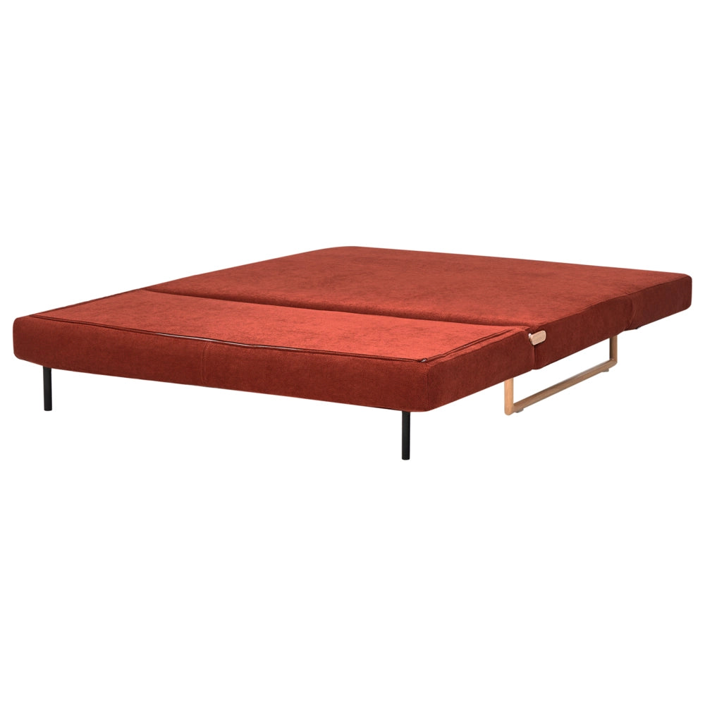 Divano letto a 3 posti Tessuto rosso per divano 3 persone Funzione letto pieghevole