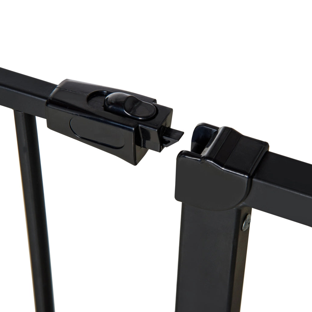Cancelletto per Cani Estensibile con Viti e Ampia Apertura 76-107x76 cm in Metallo e Plastica Nero