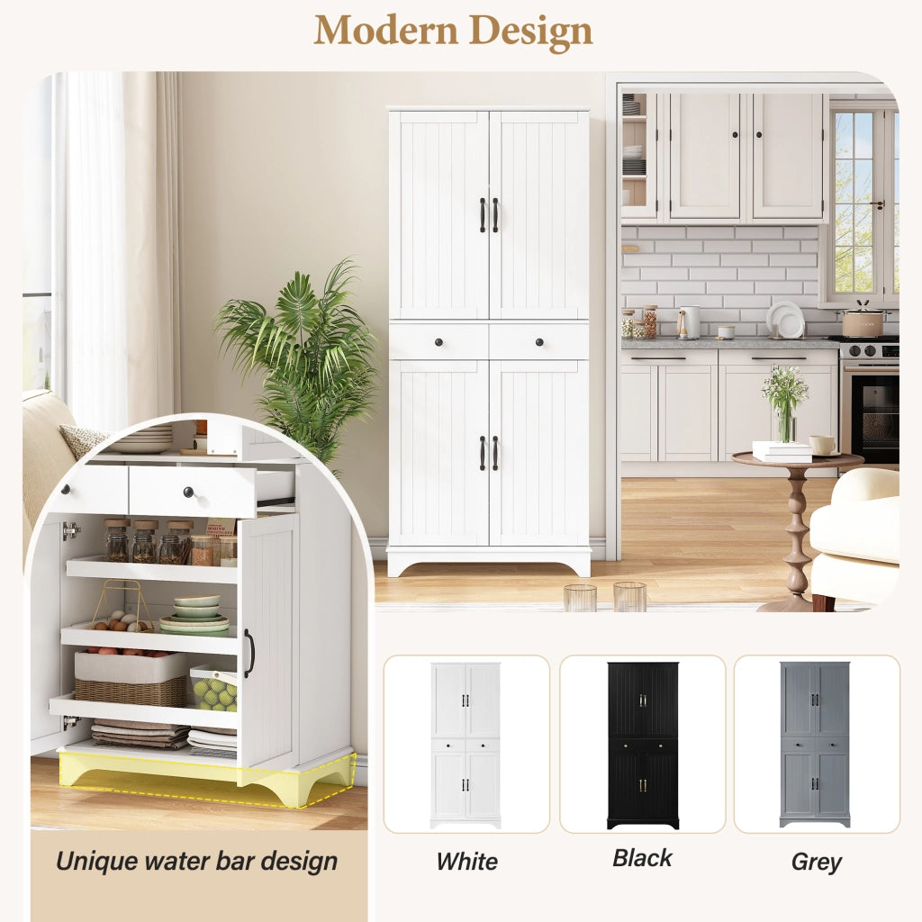 Mobile contenitore alto con ripiani regolabili e cassetti in MDF bianco per cucina soggiorno e studio 77 × 40 × 181 cm