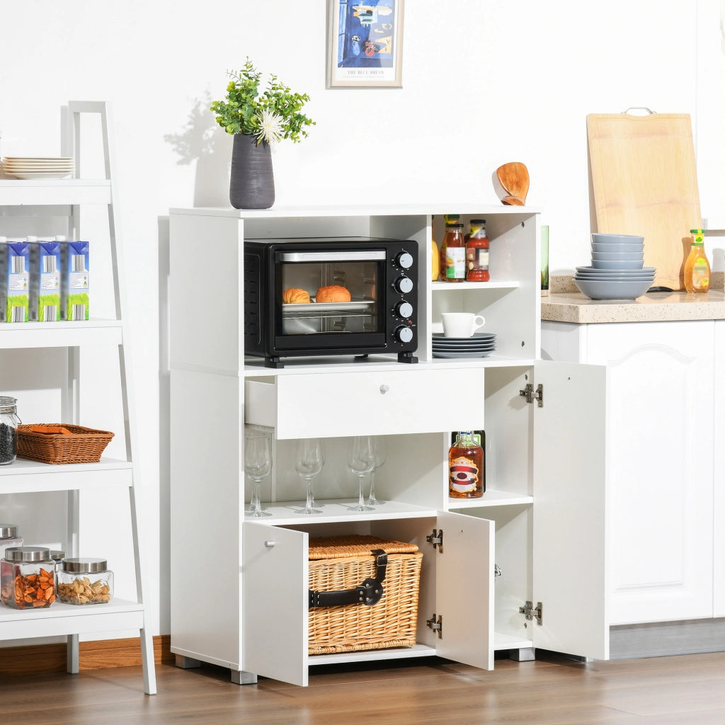 Credenza da Cucina con Armadietti e Cassetto ¨C Zephmum ¨C Bianco 90x40x120 cm
