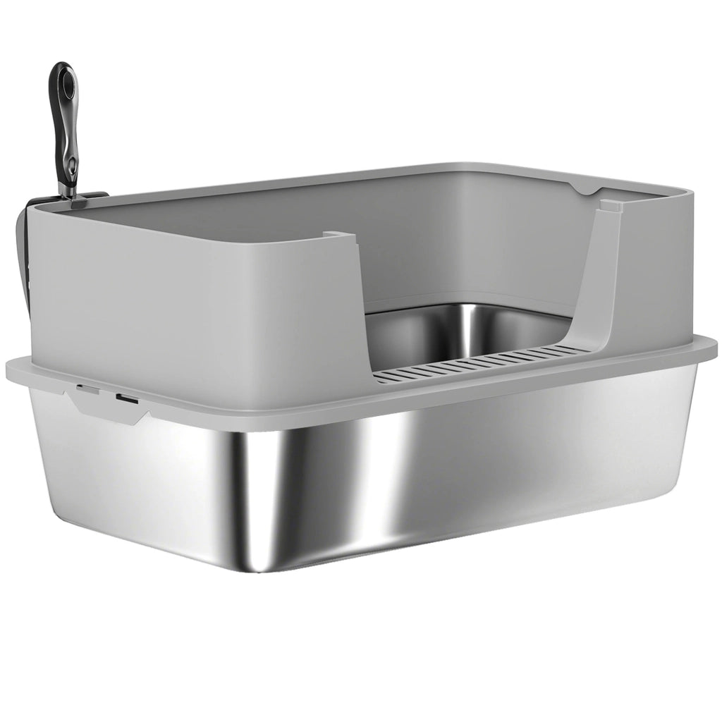 Arenero per Gatti XL ¨C zephmum ¨C Grigio Acciaio Inox 60x40x29.5 cm