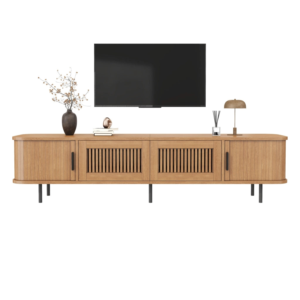 Mobile TV con LED APP 180 cm; angoli arrotondati; in MDF e PB; naturale