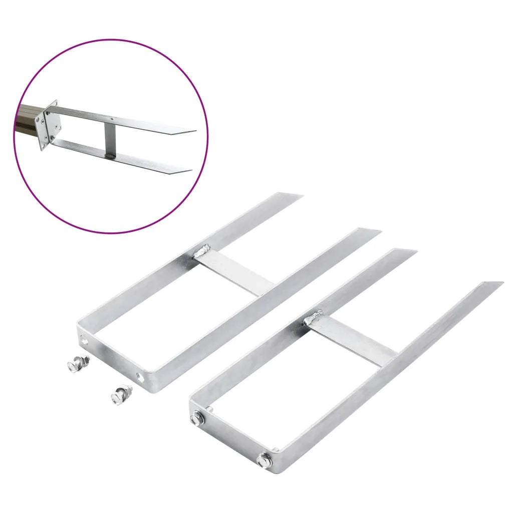 Picchetti di Terra 2 pz per Recinzione WPC in Acciaio 40 cm 49080