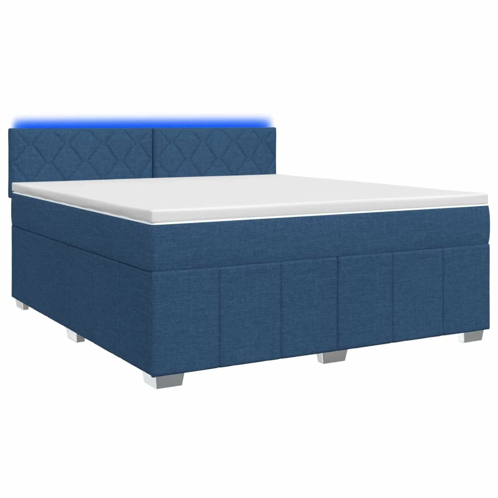 Letto Box Spring LED con Materasso Blu 160 x 200 cm Tessuto 3455653