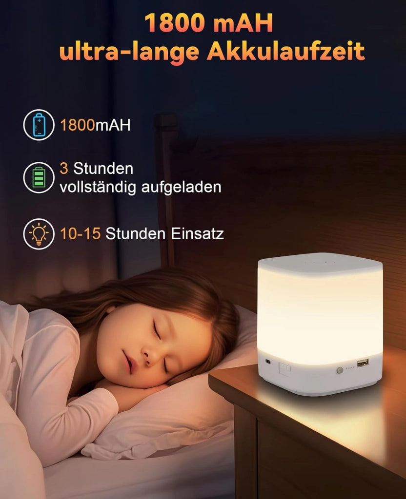 ZMH Lampada da tavolo LED set 2 pezzi bianca touch dimmerabile USB ricaricabile 1800mAh 3 temperature colore