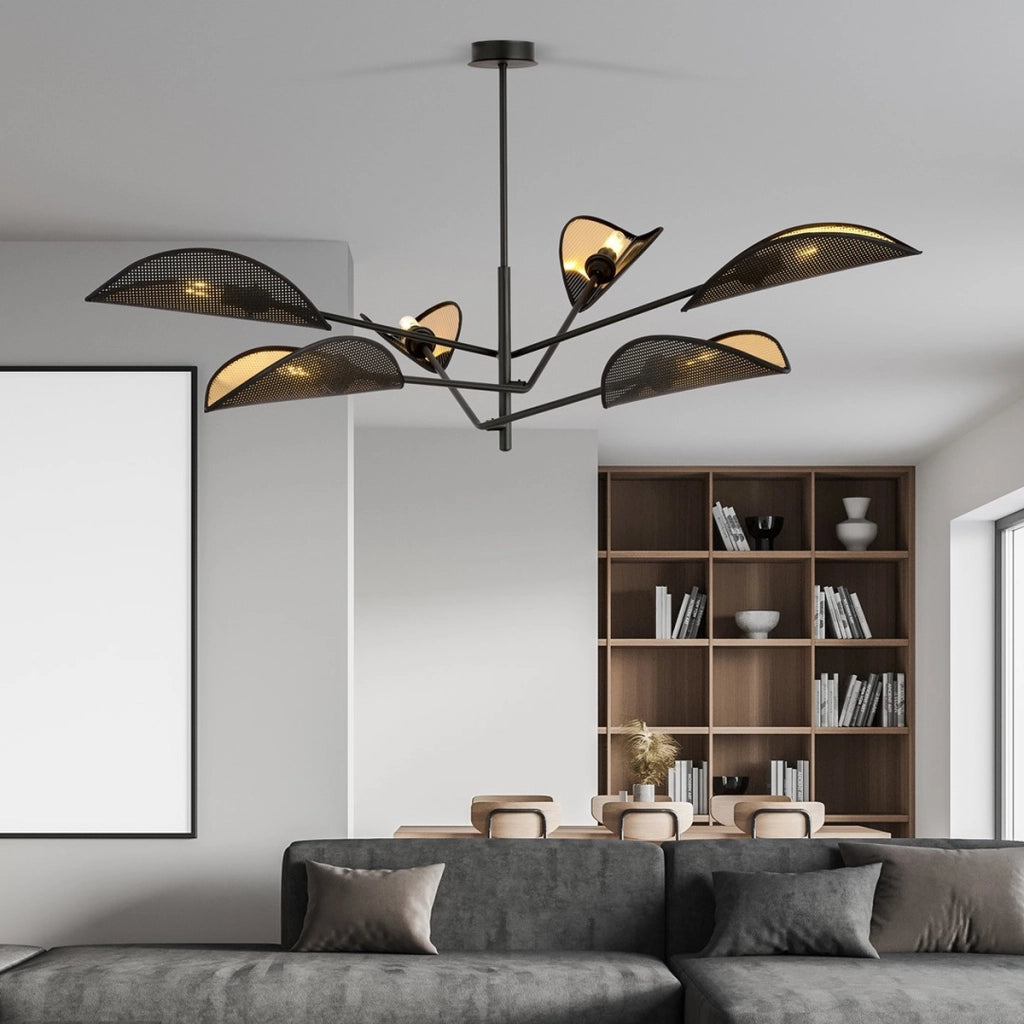 Lampada a sospensione Vene in acciaio nero e oro