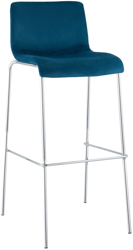Sgabello Hover Velluto Base a Quattro Gambe Cromata blu