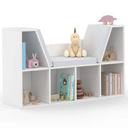 IDMarket - Libreria panca OSCAR 6 scomparti con cuscini grigi 102 cm bianco