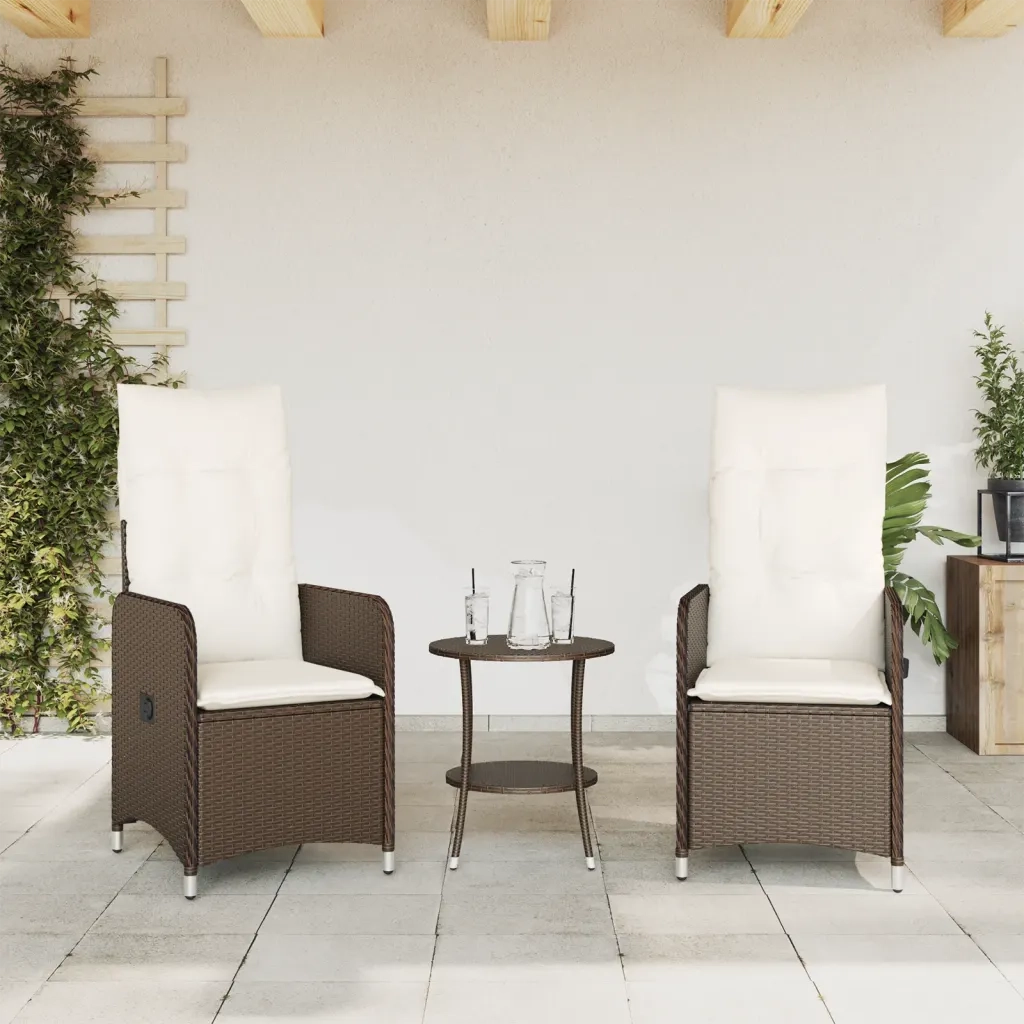 Sedie da Giardino Reclinabili 2 pz | Sedie da Esterno con Tavolo Polyrattan