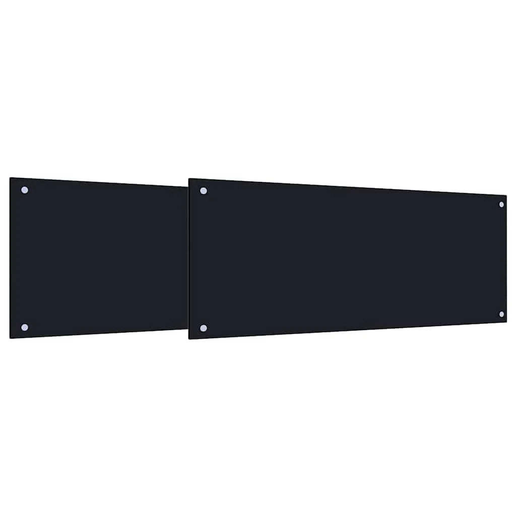 Set di 2 paraschizzi moderni per cucina 100 x 40 cm resistenti al calore facili da installare in vetro temperato nero 02_0056232