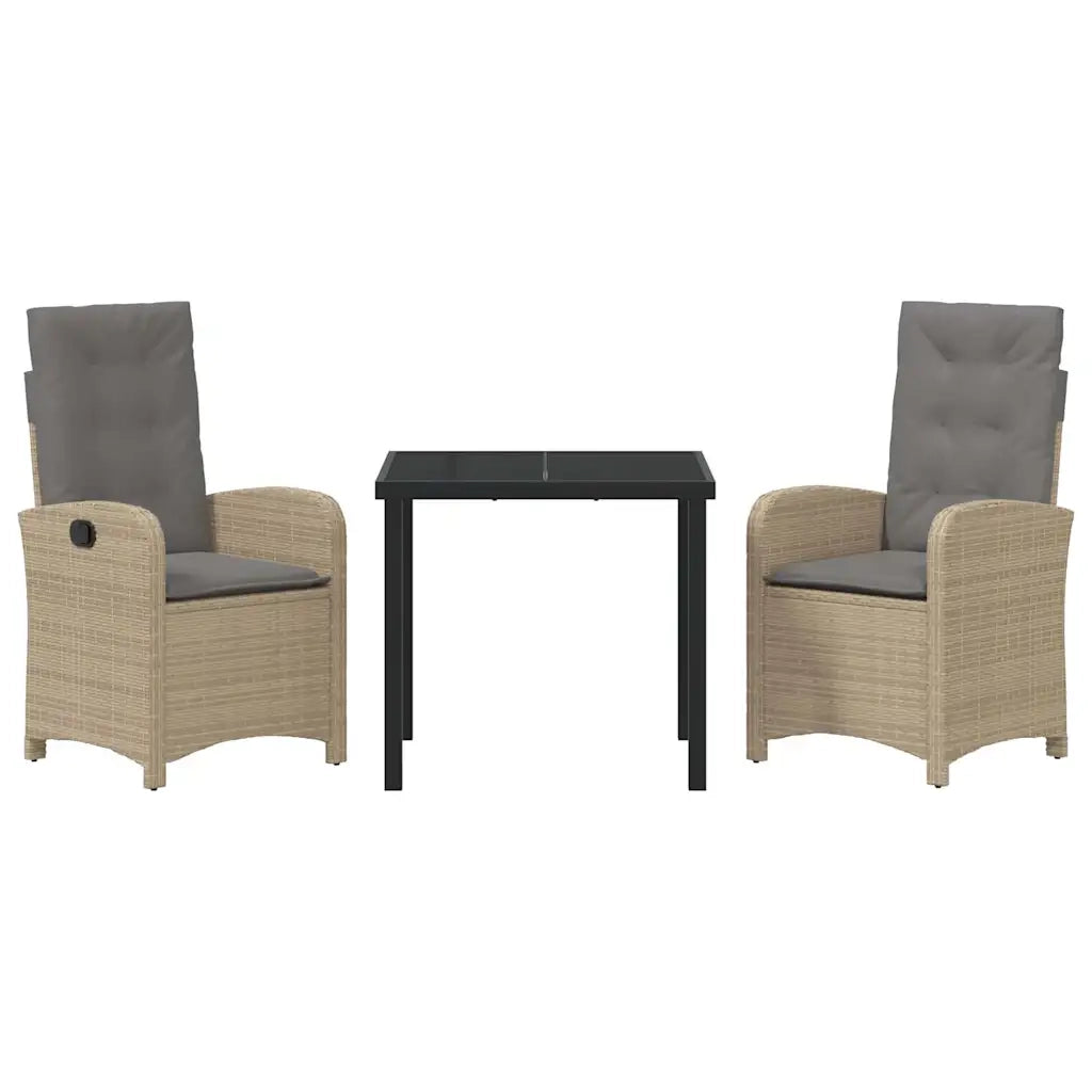 Set da Pranzo per Giardino con cuscino 3 pcs Beige polyrattan 3380288