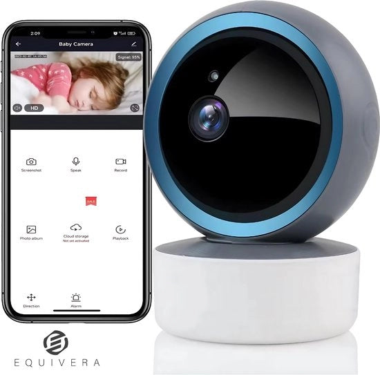 Babymonitor con Camera - Monitor per Bambini - Camera per Animali con App - Camera per Cani - Camera di Sicurezza - Wi-Fi - Full HD - Visione Notturna - Da Non Manicare in Casa